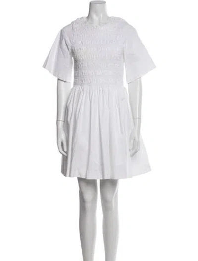 Pre-owned Sandy Liang Crew Neck Mini Dress In White