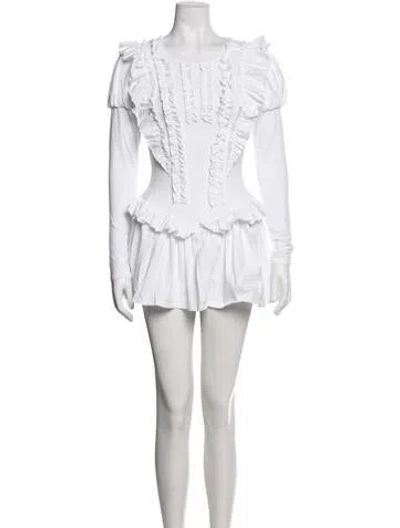 Pre-owned Sandy Liang Crew Neck Mini Dress In White