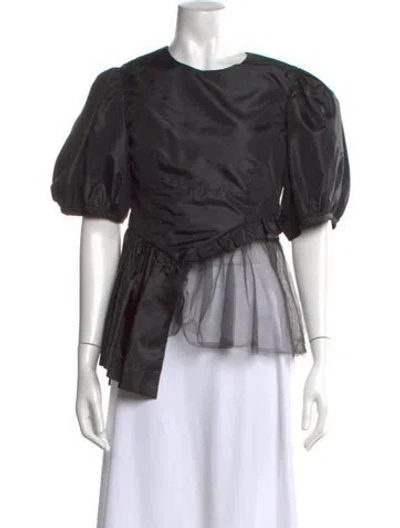 Pre-owned Sandy Liang Crew Neck Short Sleeve Blouse In Black