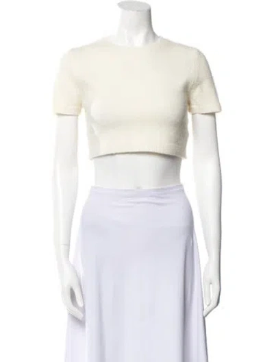 Pre-owned Sandy Liang Crew Neck Short Sleeve Crop Top In Brown