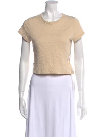 Pre-owned Sandy Liang Crew Neck Short Sleeve Crop Top In Neutral