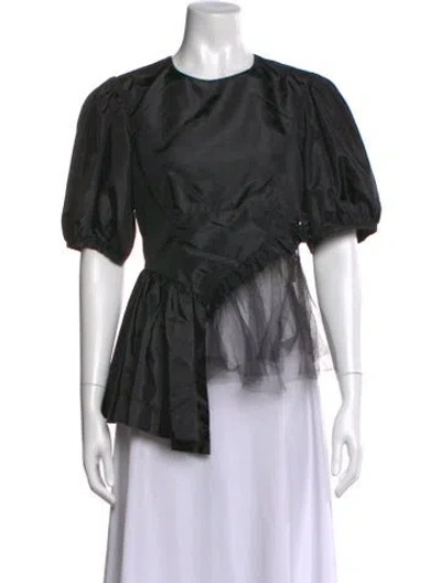 Pre-owned Sandy Liang Crew Neck Short Sleeve Top In Black