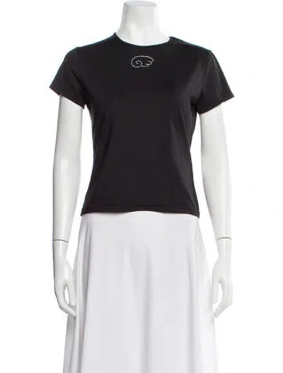 Pre-owned Sandy Liang Crew Neck Short Sleeve T-shirt In Black