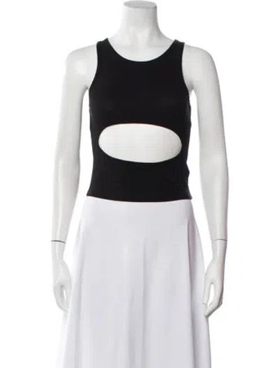 Pre-owned Sandy Liang Crew Neck Sleeveless Crop Top In Black