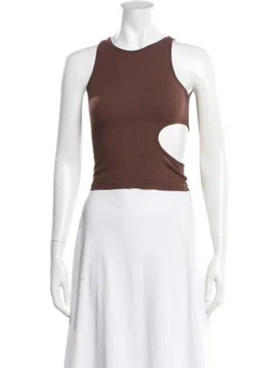 Pre-owned Sandy Liang Crew Neck Sleeveless Crop Top In Brown