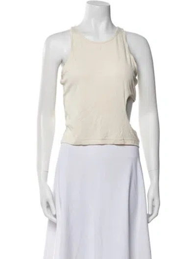 Pre-owned Sandy Liang Crew Neck Sleeveless Crop Top In Neutral