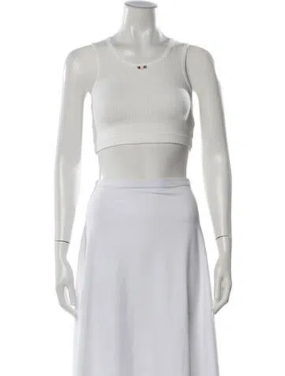 Pre-owned Sandy Liang Crew Neck Sleeveless Crop Top In Neutrals