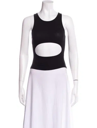 Pre-owned Sandy Liang Crew Neck Sleeveless Crop Top In White