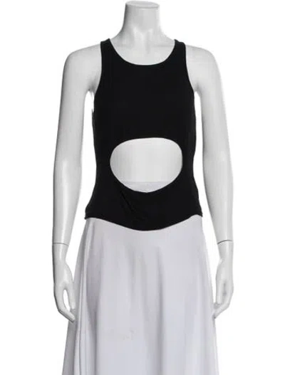 Pre-owned Sandy Liang Crew Neck Sleeveless Crop Top In White