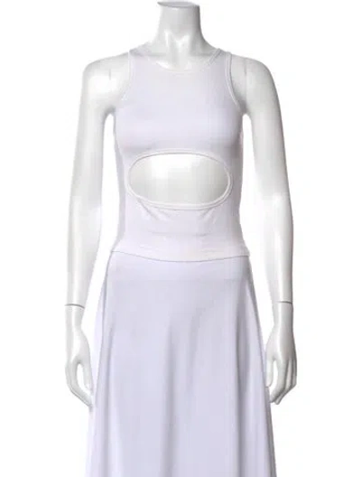 Pre-owned Sandy Liang Crew Neck Sleeveless Crop Top In White