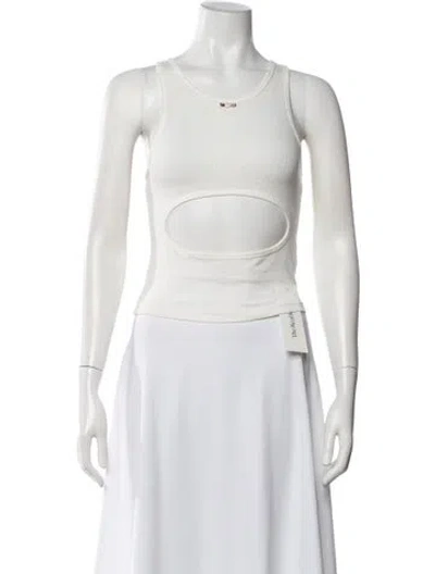 Pre-owned Sandy Liang Crew Neck Sleeveless Crop Top In White