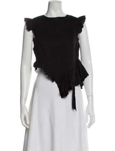 Pre-owned Sandy Liang Crew Neck Sleeveless Top In Black