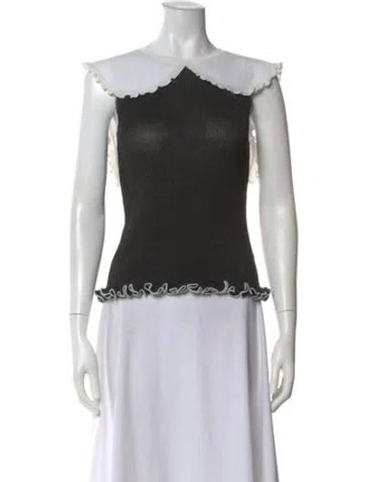 Pre-owned Sandy Liang Crew Neck Sleeveless Top In Black