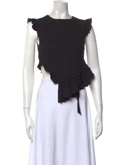 Pre-owned Sandy Liang Crew Neck Sleeveless Top In Black