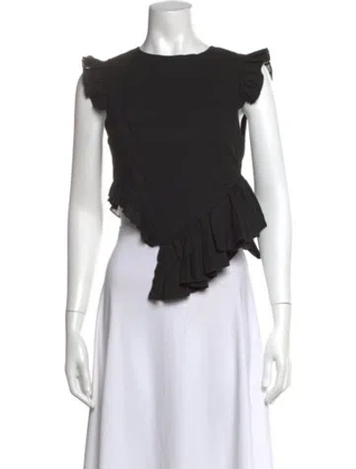 Pre-owned Sandy Liang Crew Neck Sleeveless Top In Black