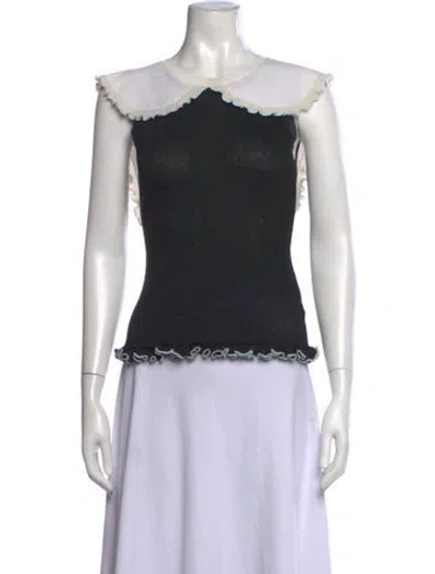 Pre-owned Sandy Liang Crew Neck Sleeveless Top In Black