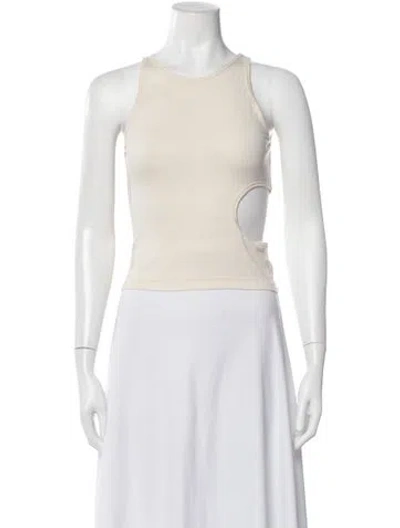 Pre-owned Sandy Liang Crew Neck Sleeveless Top In Neutrals