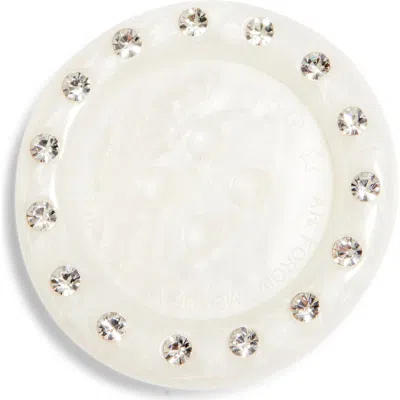 Sandy Liang Crystal Embellished Button Barrette In White