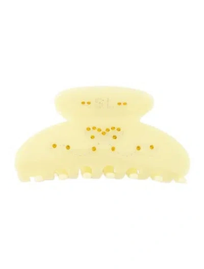 Pre-owned Sandy Liang Crystal Embellished Claw Clip In Yellow