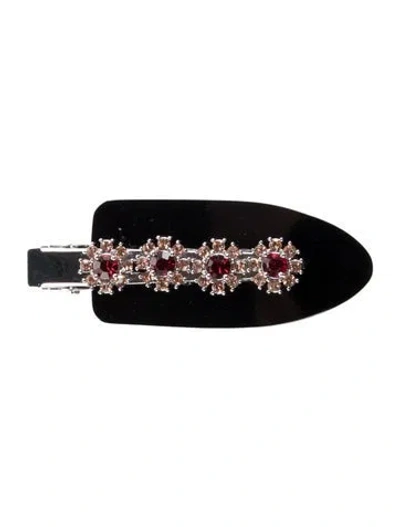 Pre-owned Sandy Liang Crystal Embellished Hair Clip In Black