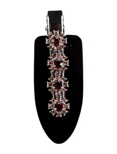 Pre-owned Sandy Liang Crystal Embellished Hair Clip In Black