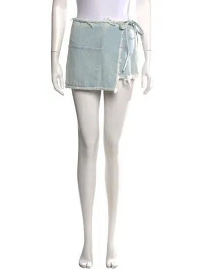 Pre-owned Sandy Liang Distressed Accents Mini Skirt In Blue