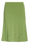 Sandy Liang Emolga Crystal Embellished Jersey Skirt In Lime
