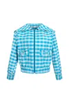 Sandy Liang Farro Gingham Denim Jacket In Blue