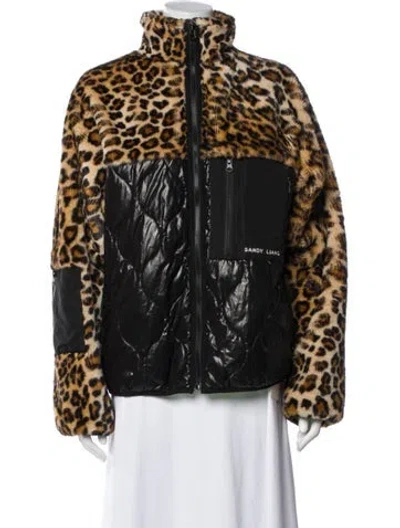 Pre-owned Sandy Liang Faux Fur Animal Print Jacket In Black