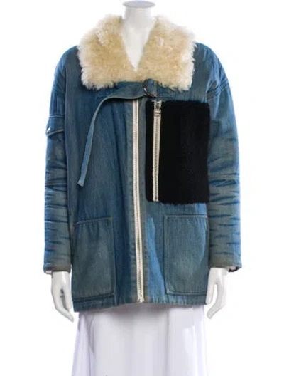 Pre-owned Sandy Liang Faux Fur Coat In Blue