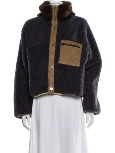 Pre-owned Sandy Liang Faux Fur Faux Fur Jacket In Blue