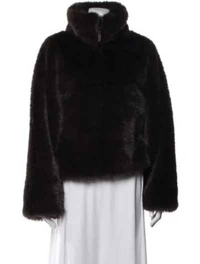 Pre-owned Sandy Liang Faux Fur Jacket In Black