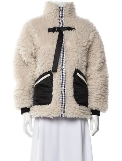Pre-owned Sandy Liang Faux Fur Patterned Jacket In Neutrals