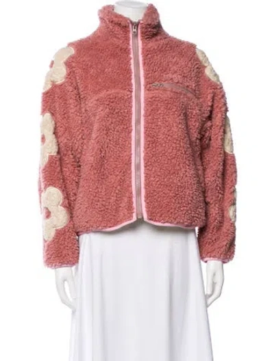 Pre-owned Sandy Liang Faux Fur Printed Faux Fur Jacket W/ Tags In Pink