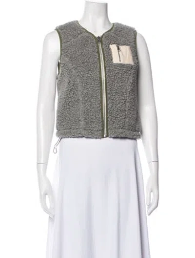 Pre-owned Sandy Liang Faux Fur Vest In Grey