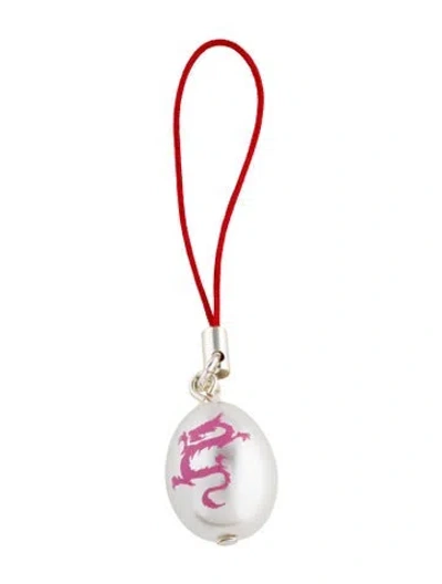 Pre-owned Sandy Liang Faux Pearl Charm In Pink/red/white