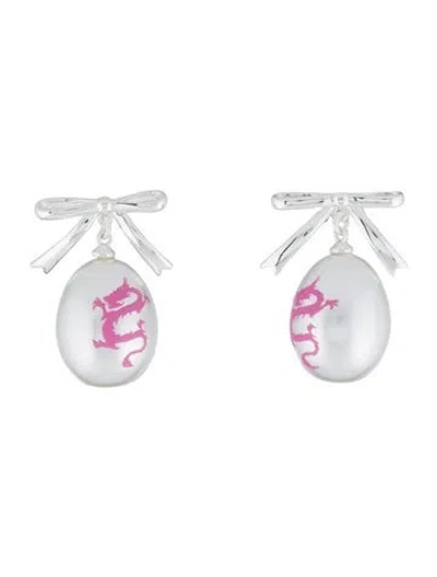 Pre-owned Sandy Liang Faux Pearl Drop Earrings In Multi