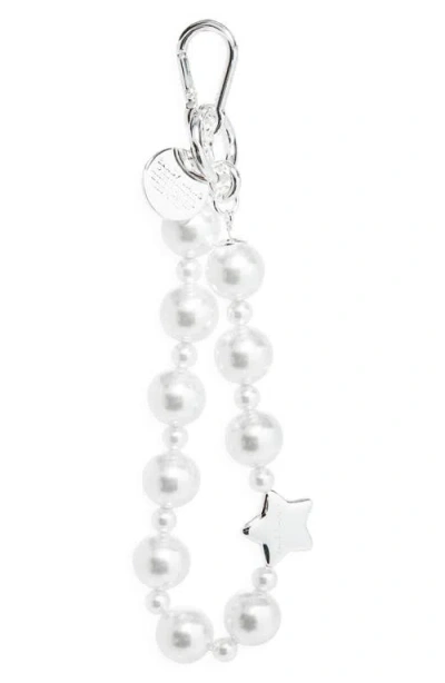 Sandy Liang Faux Pearl Key Chain In White