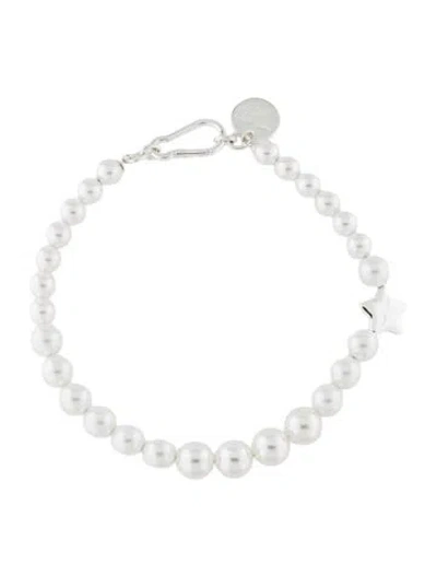 Pre-owned Sandy Liang Faux Pearl Poison Graduated Bead Strand Necklace, 17.5" In Multi