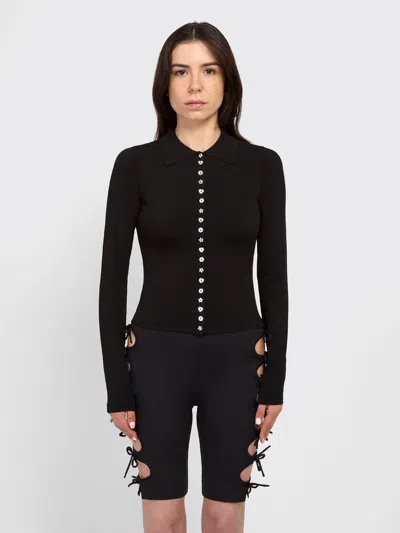 Sandy Liang Fiction Cardigan In Black