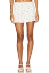 Sandy Liang Fllight Strawberry Print Pointelle Miniskirt In Red Multi