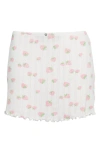 Sandy Liang Fllight Strawberry Print Pointelle Miniskirt In Strawberry