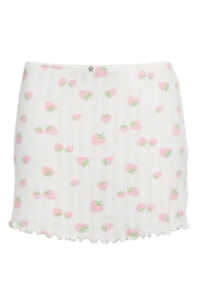 Sandy Liang Fllight Strawberry Print Pointelle Miniskirt