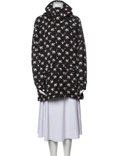 Pre-owned Sandy Liang Floral Print Coat W/ Tags In Black