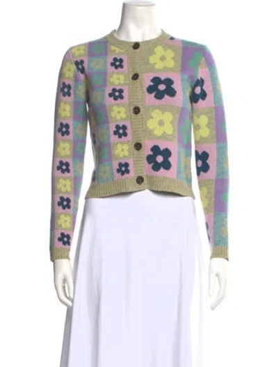 Pre-owned Sandy Liang Floral Print Crew Neck Sweater In Multi