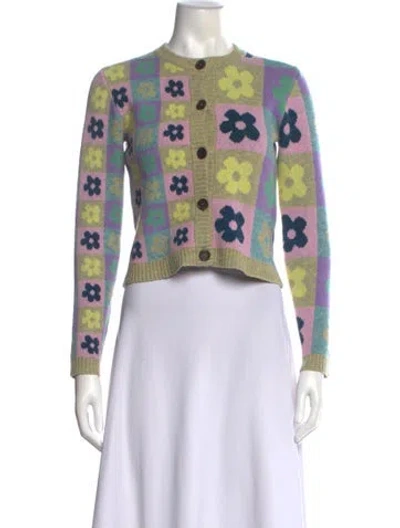 Pre-owned Sandy Liang Floral Print Crew Neck Sweater In Multi