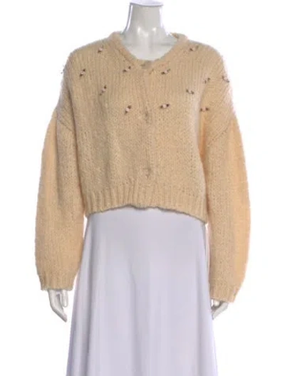 Pre-owned Sandy Liang Floral Print Crew Neck Sweater In Neutral