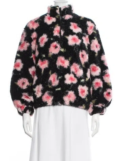 Pre-owned Sandy Liang Floral Print Jacket In Black