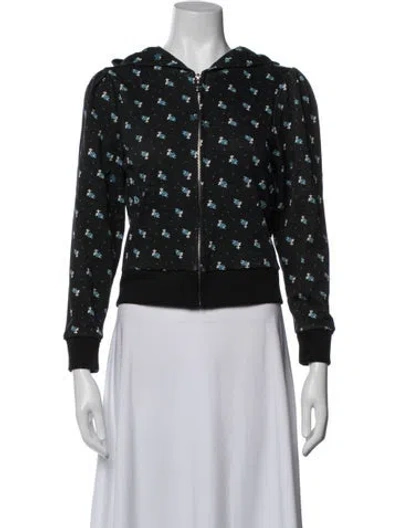 Pre-owned Sandy Liang Floral Print Jacket In Black