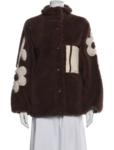 Pre-owned Sandy Liang Floral Print Jacket In Brown